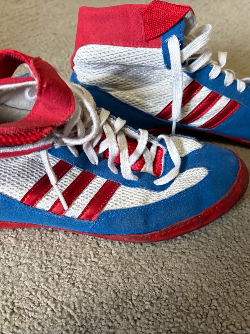 Kids 7.5 adidas combat wrestling shoes Red, Blue & White